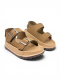 Velcro Closure Solid Sandals - Tan