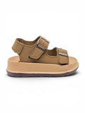Velcro Closure Solid Sandals - Tan