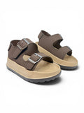 Velcro Closure Solid Sandals - Brown