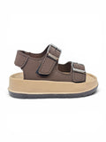 Velcro Closure Solid Sandals - Brown