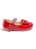 Patent Leather Mary Jane Bellies with Rhinestone Bow & Strap - Red