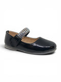 Metallic Pewter Mary Jane Bellies with Rhinestone Strap - Black