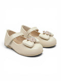 Mary Jane Bellies with Cute Teddy Bear & Bow Accent - Cream