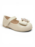 Mary Jane Bellies with Cute Teddy Bear & Bow Accent - Cream