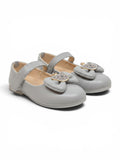Mary Jane Bellies with Cute Teddy Bear & Bow Accent - Grey