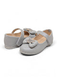 Mary Jane Bellies with Cute Teddy Bear & Bow Accent - Grey
