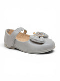 Mary Jane Bellies with Cute Teddy Bear & Bow Accent - Grey
