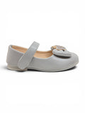 Mary Jane Bellies with Cute Teddy Bear & Bow Accent - Grey