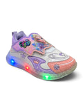 Doll Print Detailed Velcro Closure LED Shoes - White