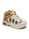 Two-Tone High-Top Streetwear Sneakers - Tan