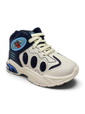 Two-Tone High-Top Streetwear Sneakers - Navy Blue