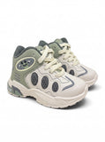 Two-Tone High-Top Streetwear Sneakers - Green
