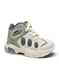 Two-Tone High-Top Streetwear Sneakers - Green