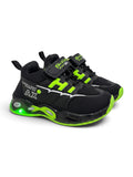 HI Print Detailed Velcro Closure LED Shoes - Black