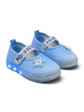 Flower Applique Velcro Closure LED Bellies - Blue
