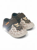 Cute Blue Robot LED Light Vlecro Closure Shoes - Brown
