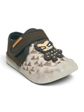 Cute Blue Robot LED Light Vlecro Closure Shoes - Brown