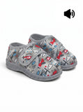 Helicopter & Airplane Printed Musical Shoes With Velcro Closure - Grey