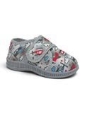 Helicopter & Airplane Printed Musical Shoes With Velcro Closure - Grey