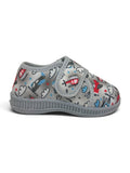 Helicopter & Airplane Printed Musical Shoes With Velcro Closure - Grey