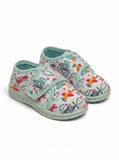 Helicopter & Airplane Printed Musical Shoes With Velcro Closure - Green
