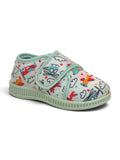 Helicopter & Airplane Printed Musical Shoes With Velcro Closure - Green