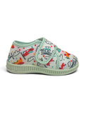 Helicopter & Airplane Printed Musical Shoes With Velcro Closure - Green