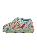 Helicopter & Airplane Printed Musical Shoes With Velcro Closure - Green