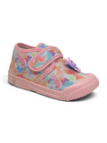 Butterfly Shimmer Printed Musical Shoes With Velcro Closure - Pink