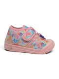 Butterfly Shimmer Printed Musical Shoes With Velcro Closure - Pink