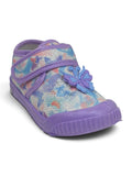 Butterfly Shimmer Printed Musical Shoes With Velcro Closure - Purple