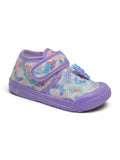 Butterfly Shimmer Printed Musical Shoes With Velcro Closure - Purple