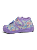 Butterfly Shimmer Printed Musical Shoes With Velcro Closure - Purple