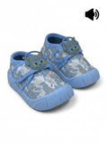 Headphone Applique Printed Musical Shoes With Velcro Closure - Blue