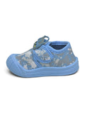 Headphone Applique Printed Musical Shoes With Velcro Closure - Blue