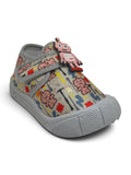 Robot Printed Musical Shoes With Velcro Closure - Grey