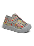 Robot Printed Musical Shoes With Velcro Closure - Grey