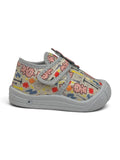 Robot Printed Musical Shoes With Velcro Closure - Grey