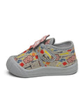 Robot Printed Musical Shoes With Velcro Closure - Grey