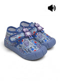 Robot Printed Musical Shoes With Velcro Closure - Blue