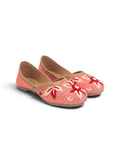 Floral Thread Work Embroidered & Sequins Embellished Mojaris - Peach
