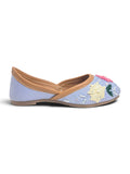 Floral Thread Work Embroidered & Sequins Embellished Mojaris - Blue