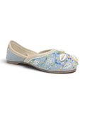 Floral Thread Work Embroidered & Sequins Embellished Mojaris - Grey