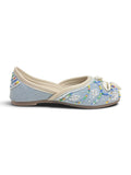 Floral Thread Work Embroidered & Sequins Embellished Mojaris - Grey
