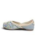 Floral Thread Work Embroidered & Sequins Embellished Mojaris - Grey