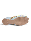 Floral Thread Work Embroidered & Sequins Embellished Mojaris - Blue