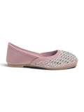 Floral Thread Work Embroidered & Sequins Embellished Mojaris - Mauve