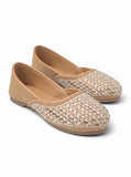 Floral Thread Work Embroidered & Sequins Embellished Mojaris - Brown