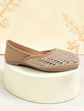 Floral Thread Work Embroidered & Sequins Embellished Mojaris - Brown