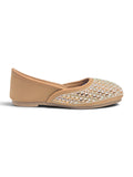 Floral Thread Work Embroidered & Sequins Embellished Mojaris - Brown
